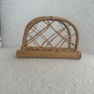 Vintage Bamboo Napkin Holder Boho Coastal Rattan Decor
